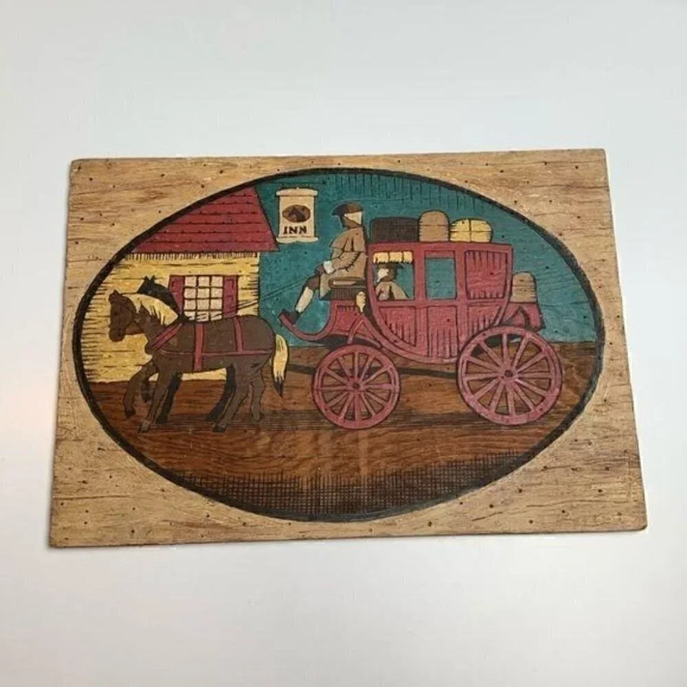 Colonial inspired vintage wood hand-painted coach